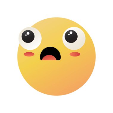 Tatlı Kawaii suratı, kocaman gözleri ve ağzı var, şaşırmış ya da şaşırmış. Beyaz arkaplan vektör çiziminde izole