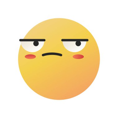 Şirin Kawaii yüzlü, iri gözlü, canı sıkkın, tatminsiz ya da ilgisiz. Beyaz arkaplan vektör çiziminde izole