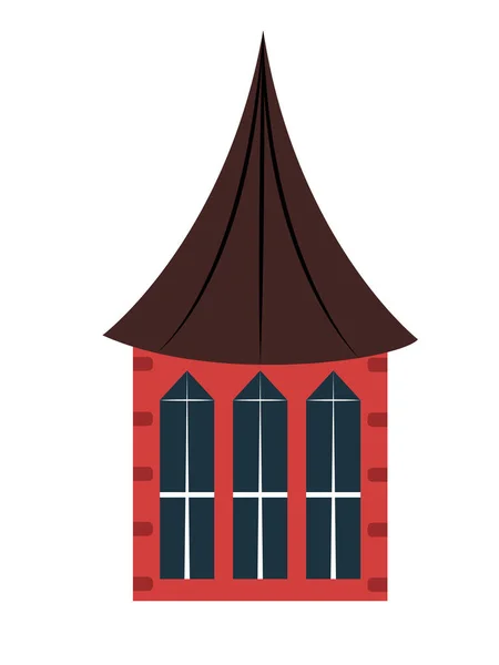 Old Church Big Windows Cute Scandinavian Style Red Brick Building — Vetor de Stock