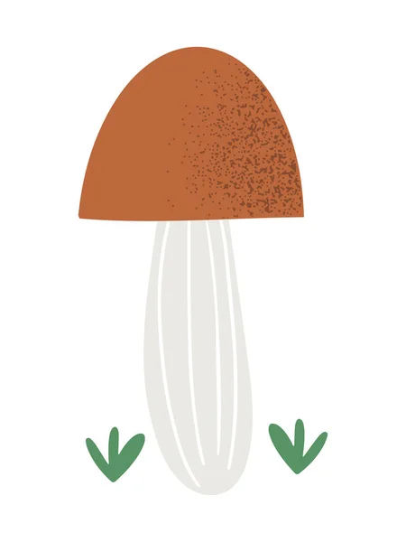 Cute Hand Drawn Autumn Mushroom Isolated White Vector Illustration — Vettoriale Stock
