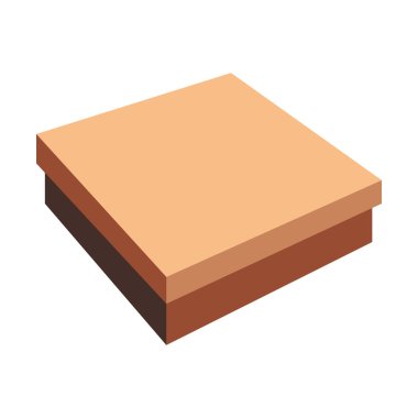 Düz biçimdeki basit paketleme kutusu, beyaz vektör illüstrasyonunda izole