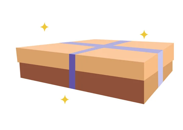 Caja Regalo Ancha Simple Con Cinta Vista Lateral Aislado Ilustración — Vector de stock