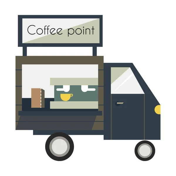 Petit Camion Mignon Avec Machine Café Pour Vendre Des Boissons — Image vectorielle