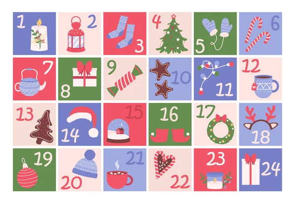 Adventskalender Nette Winter Illustration Für Karte Poster Kinderzimmer Dekor Kinderzimmer — Stockvektor