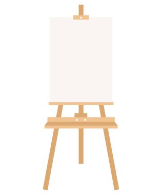 Wooden easel with canvas isolated on a white background. Art supplies. clipart