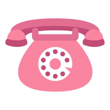 Eski pembe telefon vektörü. 90 'ların konsepti. Beyaz arkaplanda izole edilmiş Retro telefon simgesi.