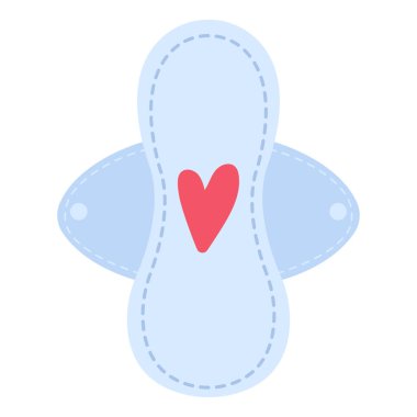 Beyaz arka planda izole edilmiş regl kanı olan hijyenik peçete. Kadın hijyen ürünleri..