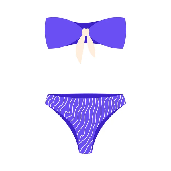 Blauwe Vrouwelijke Zwemkleding Modebikini Voor Vrouwen Vector Illustratie Geïsoleerd Een — Stockvector