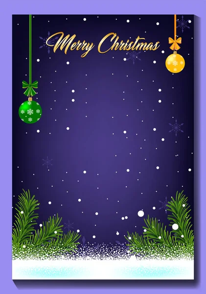 Feliz Natal Feliz Ano Novo Natal Banner Roxo Ilustração Vertical — Vetor de Stock