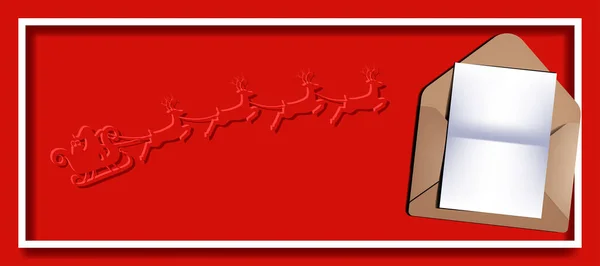 Красный Рождественский Фон Конвертом Письмом Санта Клаусу Счастливого Рождества Нового — стоковый вектор