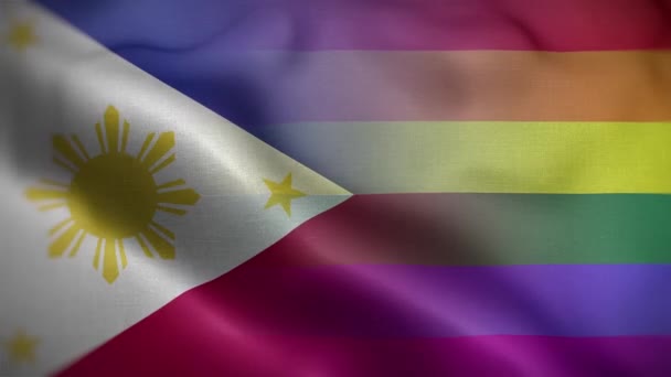 Hbtq Filippinerna Flagga Loop Bakgrund — Stockvideo