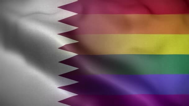 Pozadí Smyčky Vlajky Lgbt Katar — Stock video