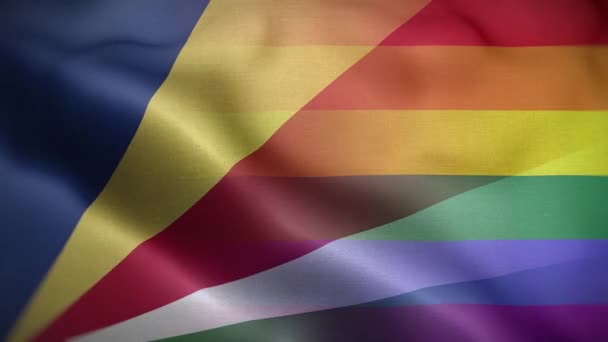 Lgbt Seychellen Flagge Schleife Hintergrund — Stockvideo