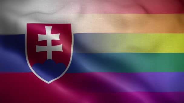 Lgbt Eslovaquia Bandera Loop Antecedentes — Vídeos de Stock