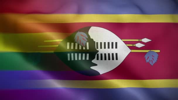 Lgbt Swasiland Flagge Schleife Hintergrund — Stockvideo