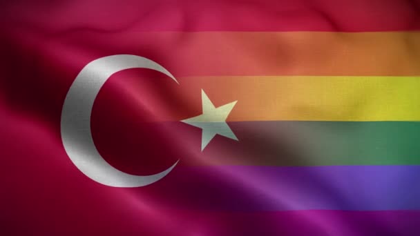 Lgbt Turkey Flag Loop Background — Αρχείο Βίντεο