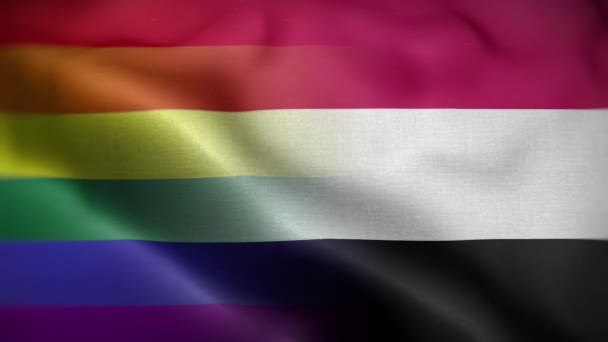 Lgbt Jemen Flagge Schleife Hintergrund — Stockvideo