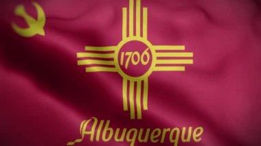 Albuquerque New Mexico Bayrak Döngüsü Arkaplan 4K