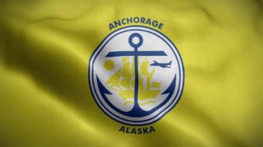 Anchorage Alaska Bayrak Döngüsü Arkaplan 4K