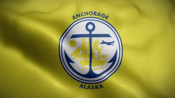 Anchorage Alaska Flagge Schleife Hintergrund — Stockvideo