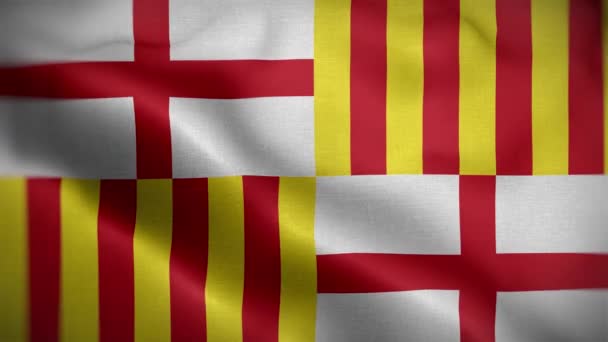 Barcelona Spain Flag Loop Background — стокове відео