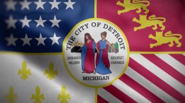 Detroit Michigan ABD Bayrak Döngüsü Arkaplan 4K