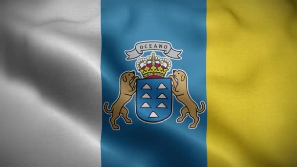 Islas Canarias España Fondo Del Lazo Bandera — Vídeo de stock