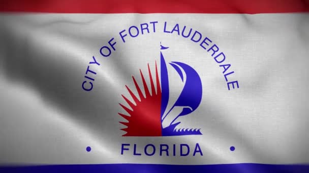 Fort Lauderdale Florida Verenigde Staten Flag Loop Achtergrond — Stockvideo