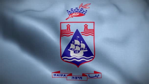 Ciudad Haifa Israel Bandera Loop Fondo — Vídeos de Stock