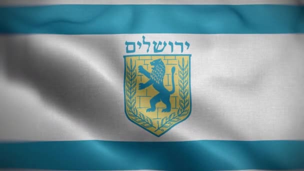 Jerusalén Ciudad Israel Bandera Loop Fondo — Vídeos de Stock
