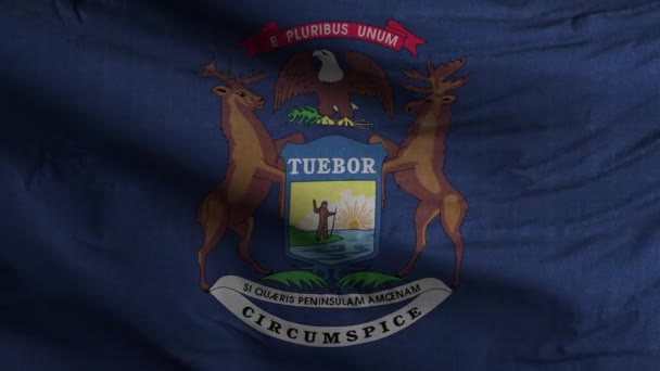密歇根州国旗圈背景4K — 图库视频影像