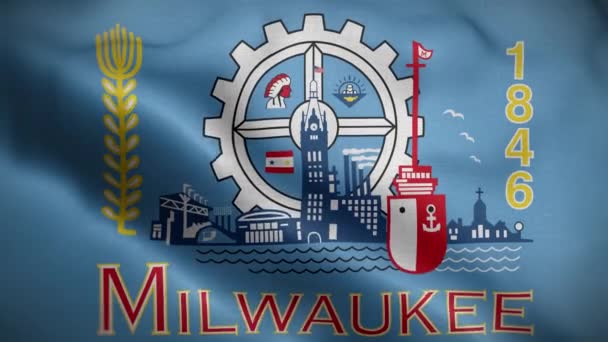 Milwaukee Wisconsin Ηπα Σημαία Βρόχο Φόντο — Αρχείο Βίντεο