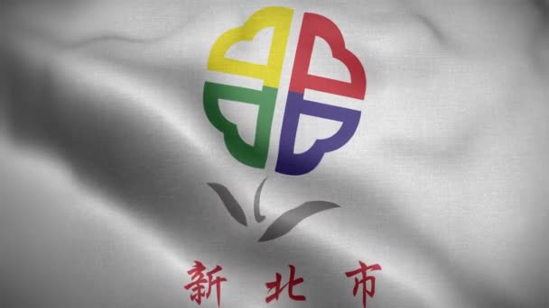 Neue Taipei City Taiwan Flagge Schleife Hintergrund — Stockvideo