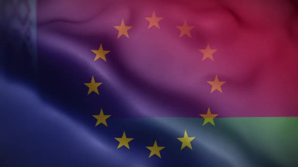 欧盟白俄罗斯国旗圈背景4K — 图库视频影像