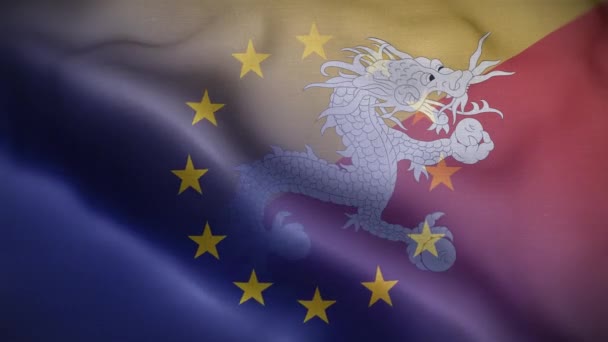 Bhutan Flagge Schleife Hintergrund — Stockvideo