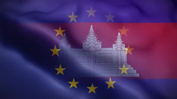 Antecedentes Del Bucle Bandera Camboya — Vídeos de Stock