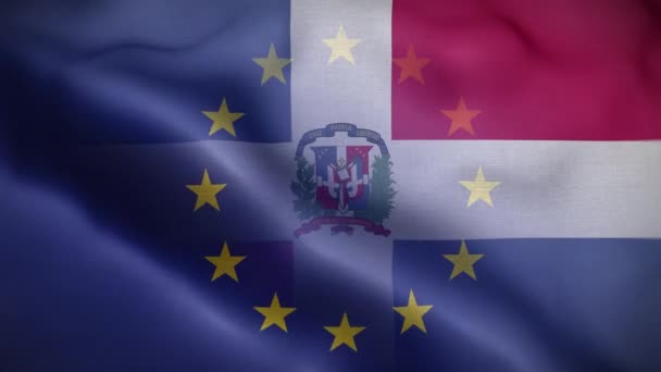 欧盟多米尼加共和国国旗圈背景4K — 图库视频影像