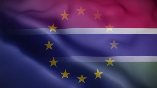 欧盟冈比亚国旗圈背景4K — 图库视频影像