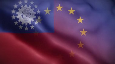 AB Myanmar Burma Bayrak Döngüsü Arkaplan 4K