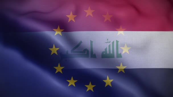 欧盟伊拉克国旗圈背景4K — 图库视频影像