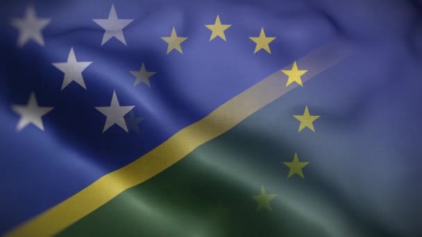 欧盟所罗门群岛国旗圈背景4K — 图库视频影像