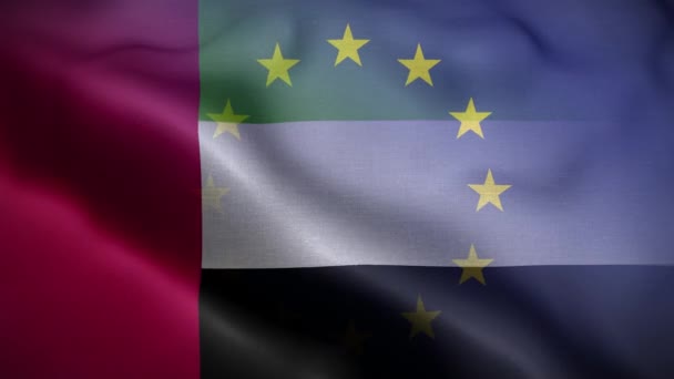 欧盟阿拉伯联合酋长国国旗圈背景4K — 图库视频影像