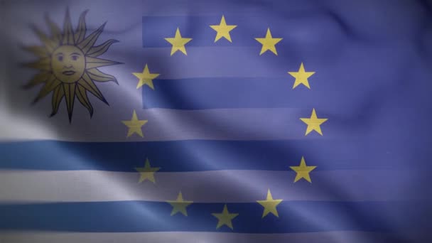 欧盟乌拉圭国旗圈背景4K — 图库视频影像
