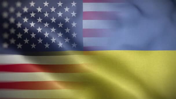 Usa Ukraine Flagge Schleife Hintergrund — Stockvideo