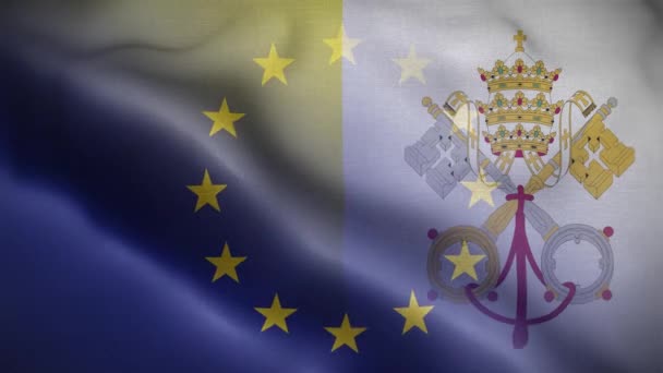 欧盟梵蒂冈教廷国旗圈背景4K — 图库视频影像