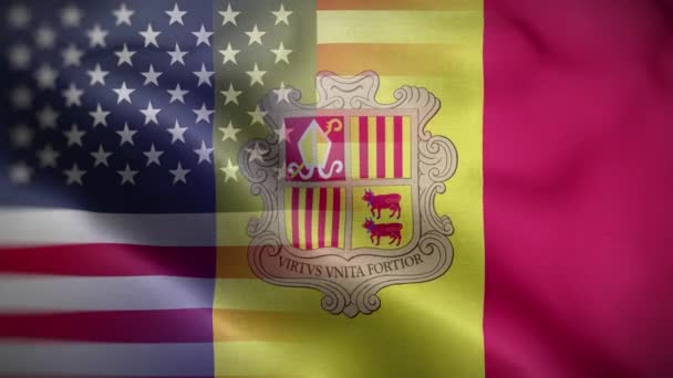 Estados Unidos Andorra Fondo Del Lazo Bandera — Vídeos de Stock