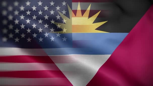 Usa Antigua Barbuda Bandiera Loop Sfondo — Video Stock