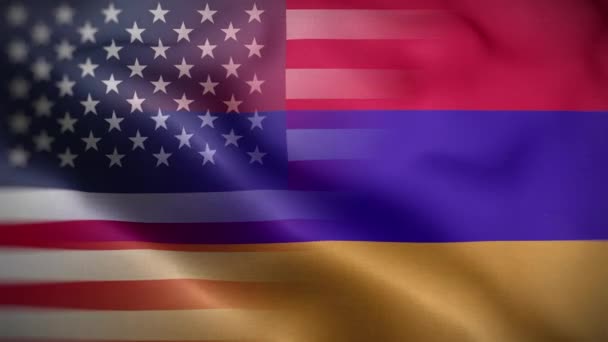 Usa Armenien Flagge Schleife Hintergrund — Stockvideo