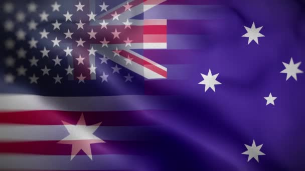 Usa Australien Flagge Schleife Hintergrund — Stockvideo