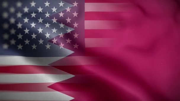 Usa Bahrain Flaggenschleife Hintergrund — Stockvideo